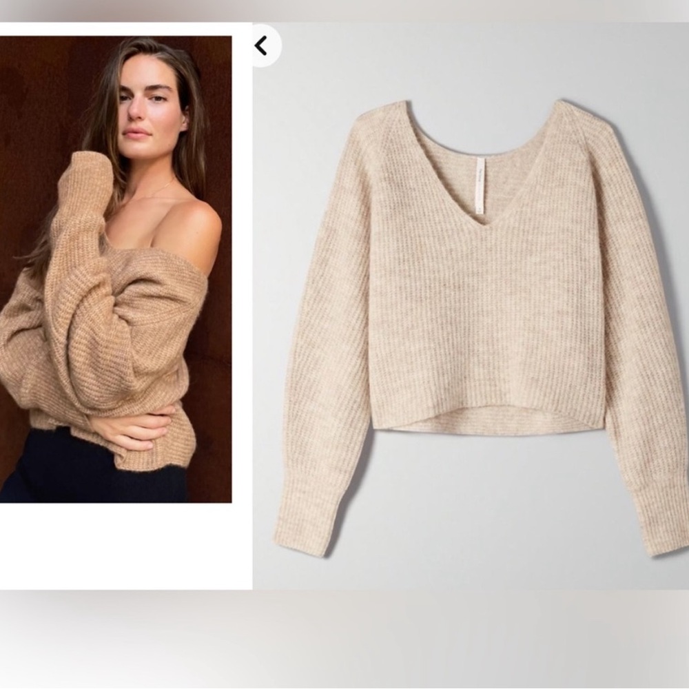 NWT Aritzia The Group Tessin Alpaga Sweater in Heather Silver Birch ~ XS